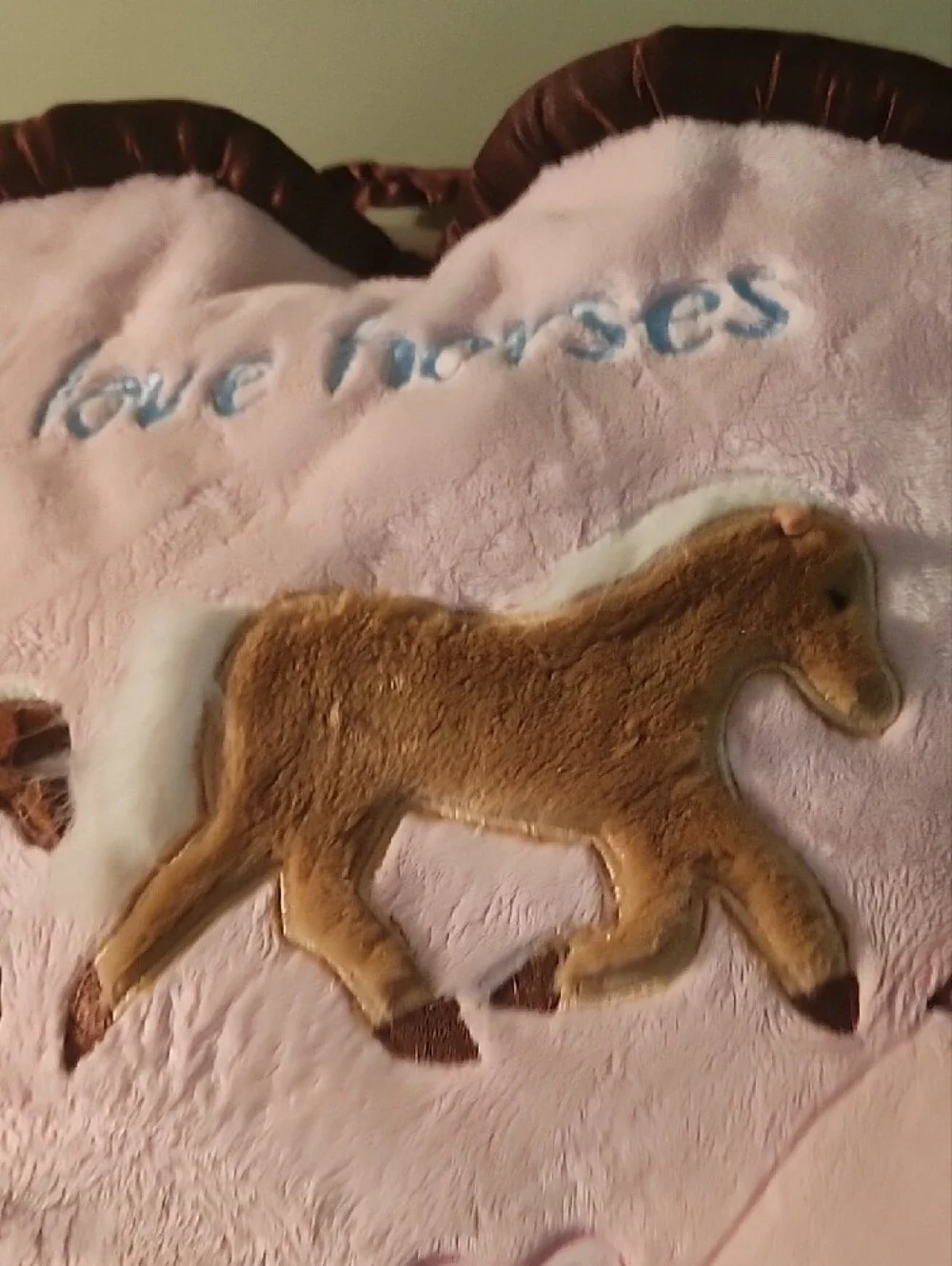 Pink 'I Love Horses' Plush Back Rest Pillow